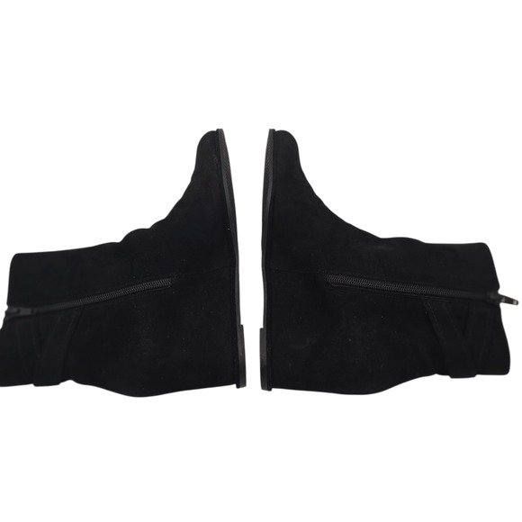 Stuart Weitzman Suede Wedge Ankle Boots Women's 8N Black Spain Minimalist Urban - Picture 6 of 10